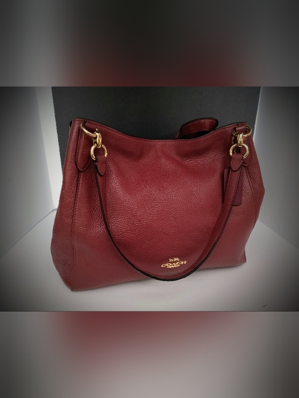 Coach Plum Leather Purse with Shoulder Straps